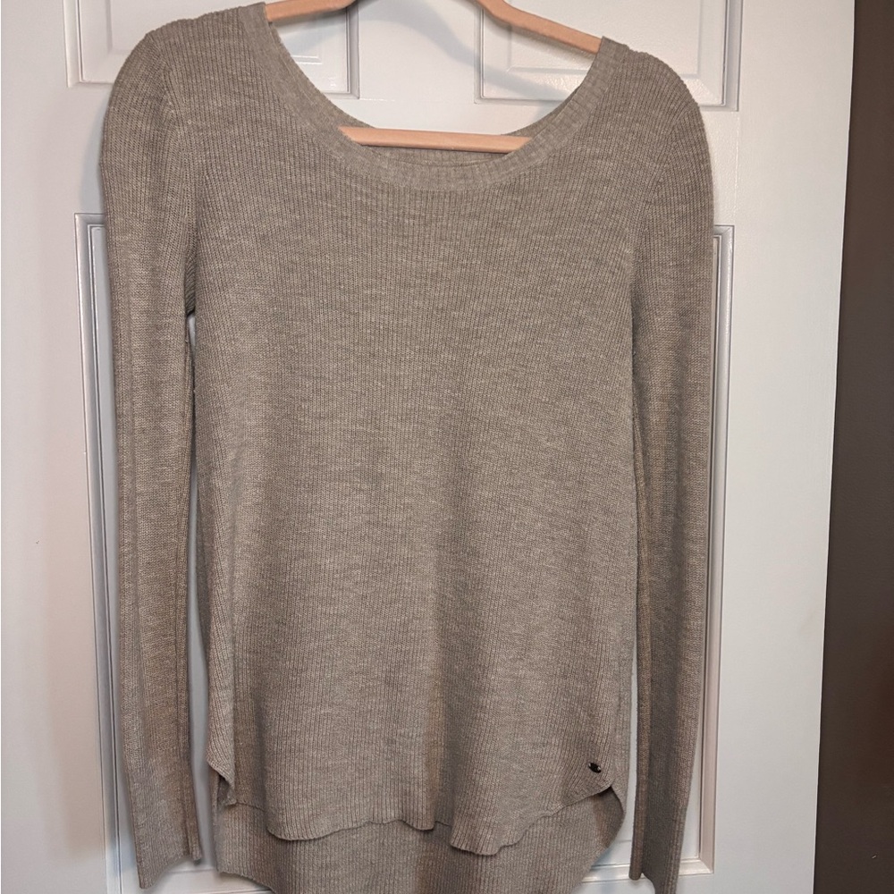 American Eagle Rib Knit Sweater Size Small | Cream Beige Cozy Crewneck